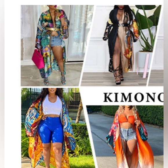 Women’s Lightweight Long Cardigan Vintage Floral Open Front Kimono - Picture 7 of 7